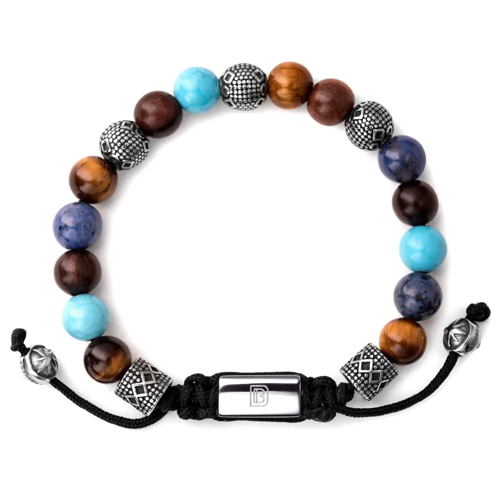 Tiger Eye, Turquoise, Wood, Dumortierite, and Silver Tropez