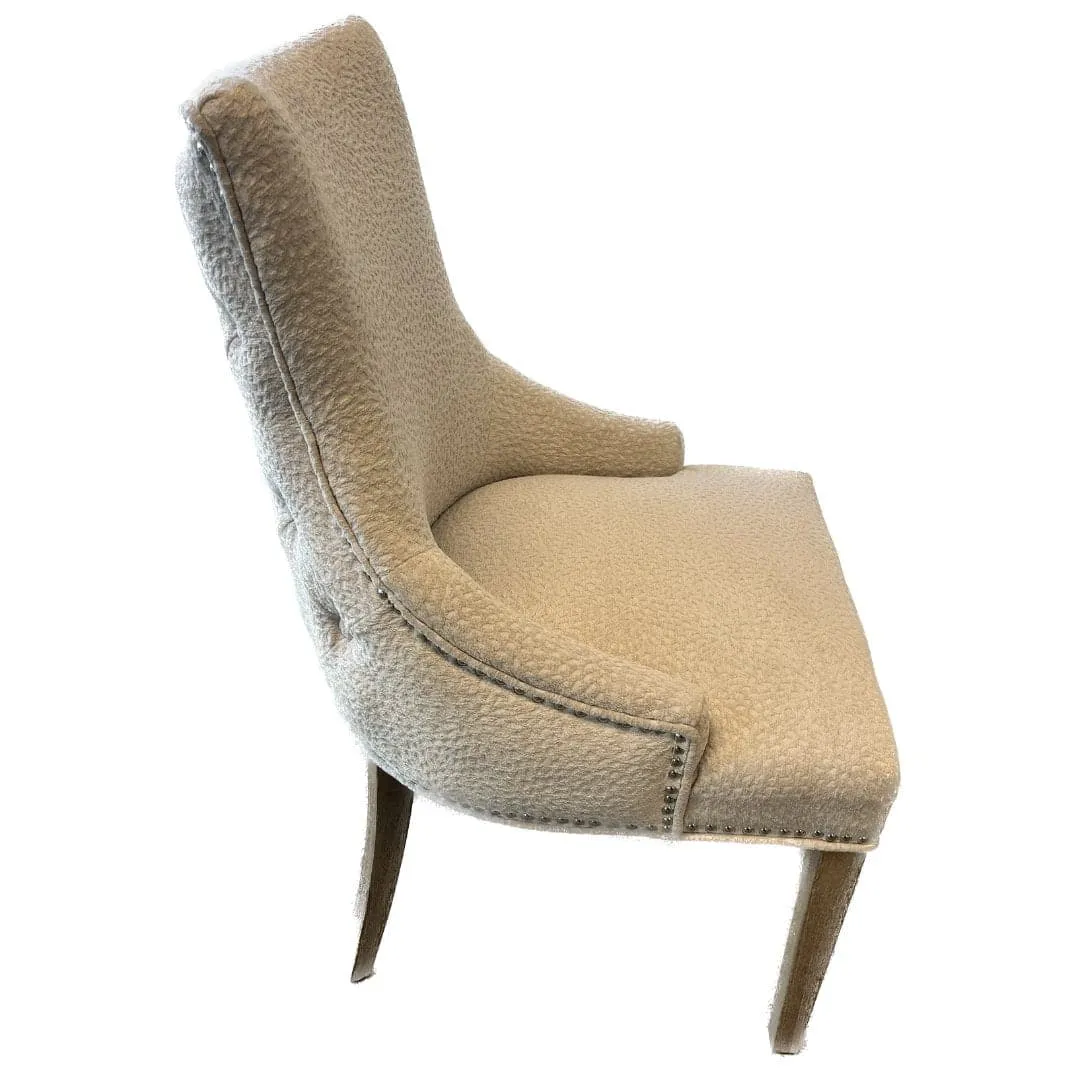 Transitional Tufted Back Textured Accent Chair in Beige