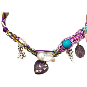 TROPICAL LAVENDER IN LOVE PILL POPPING SCARAB ROCKER CHOKER