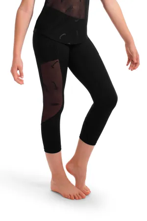TS55265G - Bloch Samira Branded Mesh Panelled Girls Capri Tight