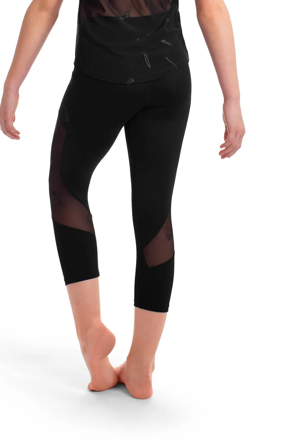 TS55265G - Bloch Samira Branded Mesh Panelled Girls Capri Tight