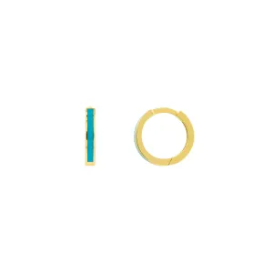 Turq Enamel Baby Hoop Earrings