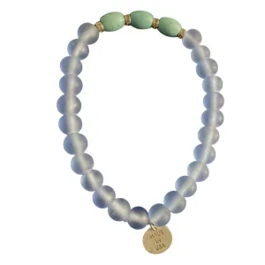 Turquoise and Blue Frosted Glass Bracelet
