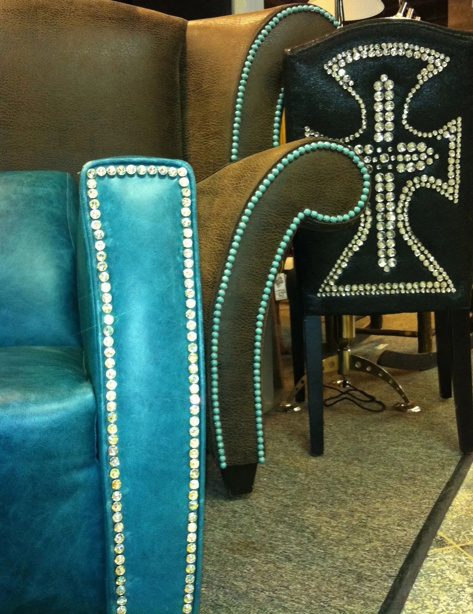 Turquoise Matrix Luster Stone Upholstery Nail