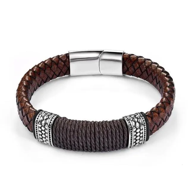 Unisex Braided Leather Bracelet