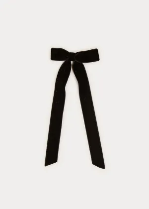 Velvet Long Bow Clip in Black