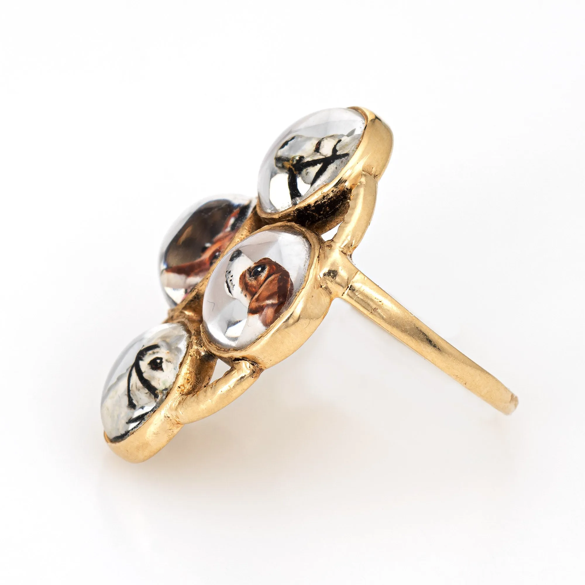 Victorian Essex Crystal Conversion Ring Horse Fox Dog Vintage 14k Gold Jewelry