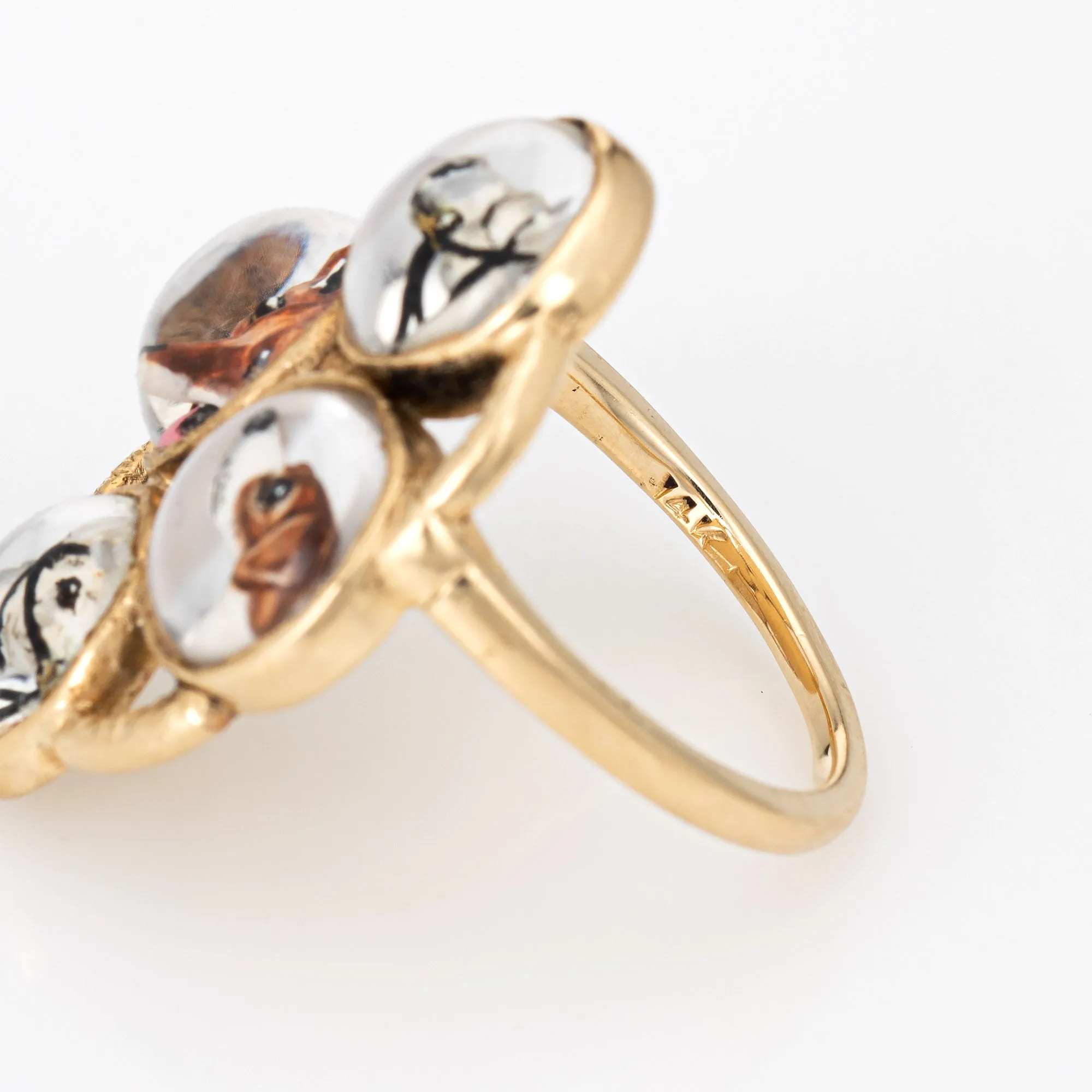 Victorian Essex Crystal Conversion Ring Horse Fox Dog Vintage 14k Gold Jewelry