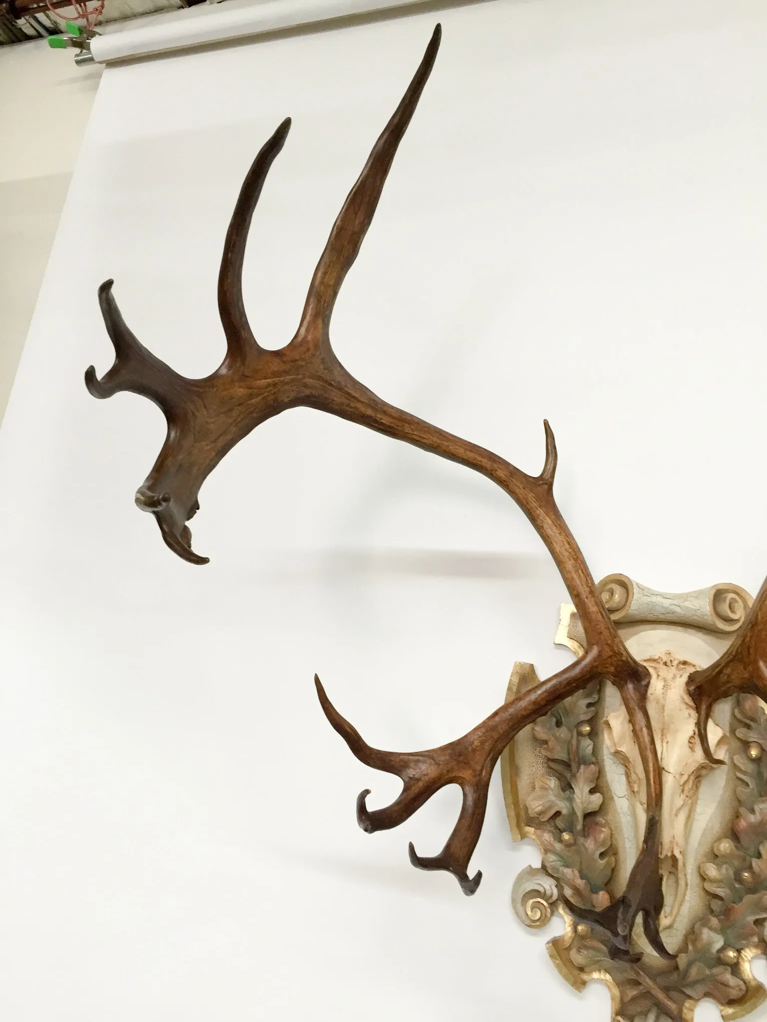 Vintage Arctic Caribou on Italian Hand-Carved Polychrome Plaque