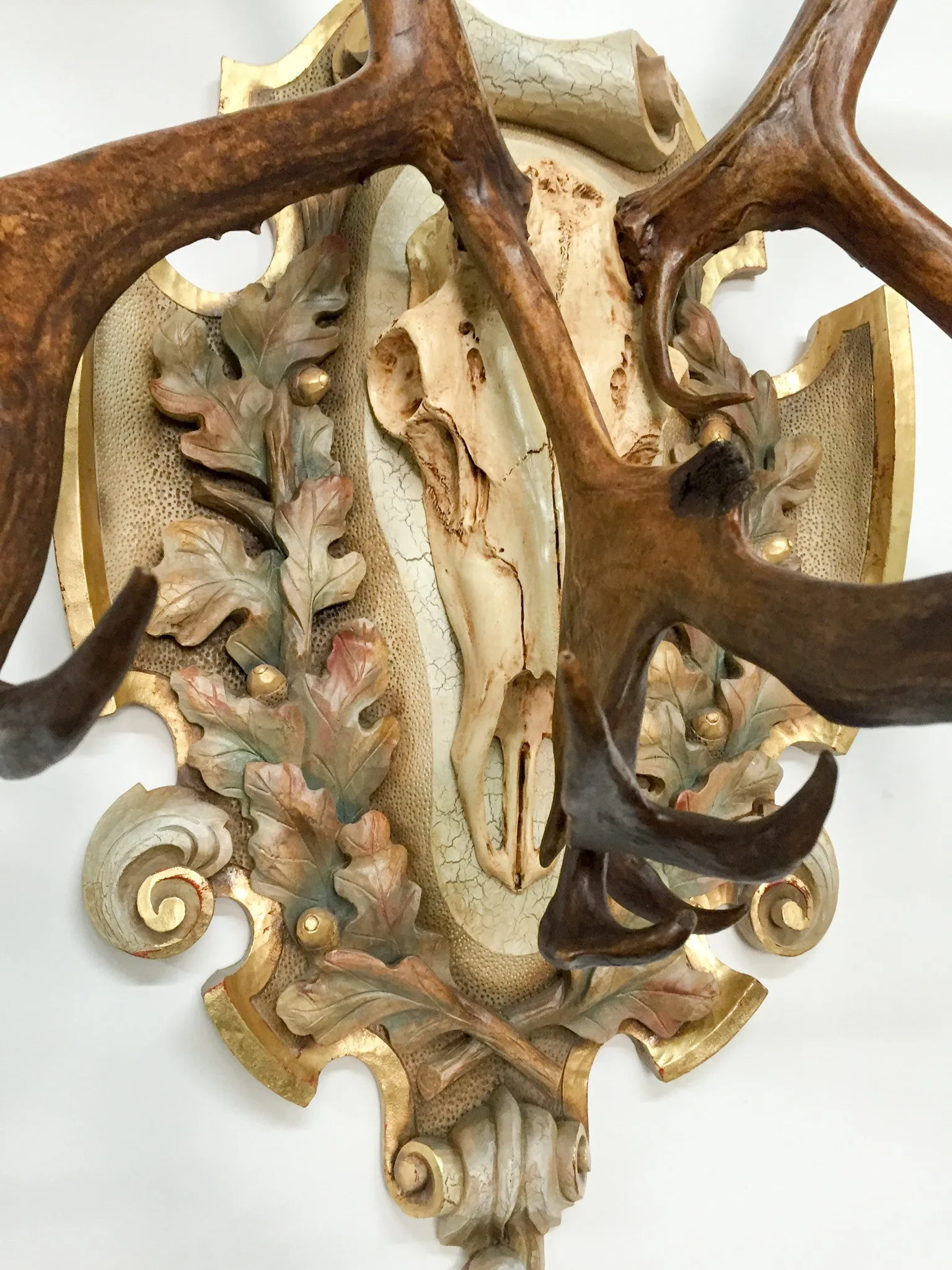 Vintage Arctic Caribou on Italian Hand-Carved Polychrome Plaque