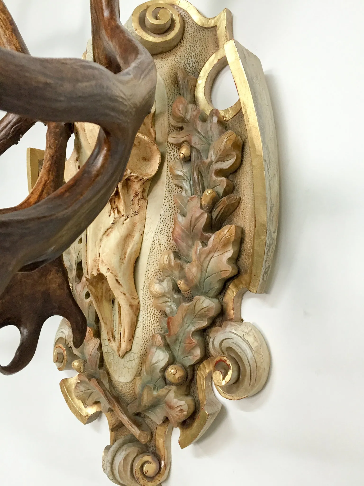 Vintage Arctic Caribou on Italian Hand-Carved Polychrome Plaque