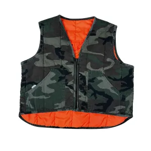 Vintage Camo & Orange Lined Hunting Vest - M