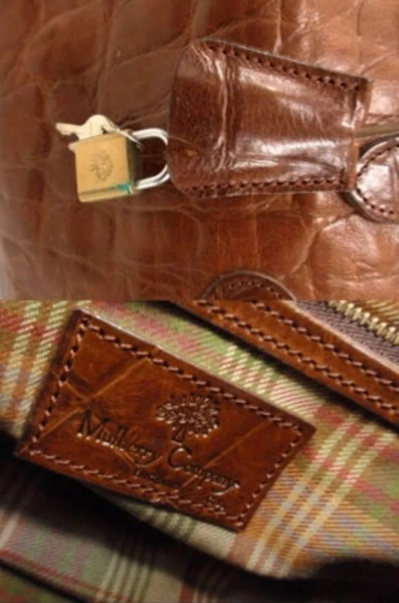 Vintage Mulberry brown croc embossed leather speedy style handbag.Classic purse by Roger Saul. 050320r8