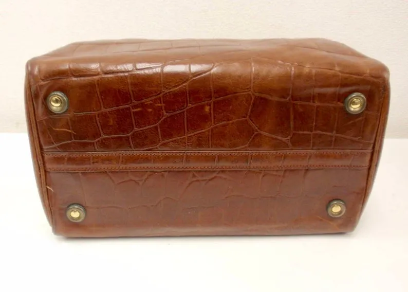 Vintage Mulberry brown croc embossed leather speedy style handbag.Classic purse by Roger Saul. 050320r8