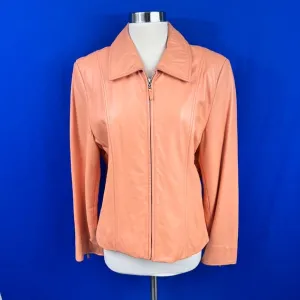 VINTAGE |•PAMELA MCCOY•| Coral Leather Jacket Size Large