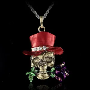 Vintage Retro Skeleton Skull Charm Pendant Necklace