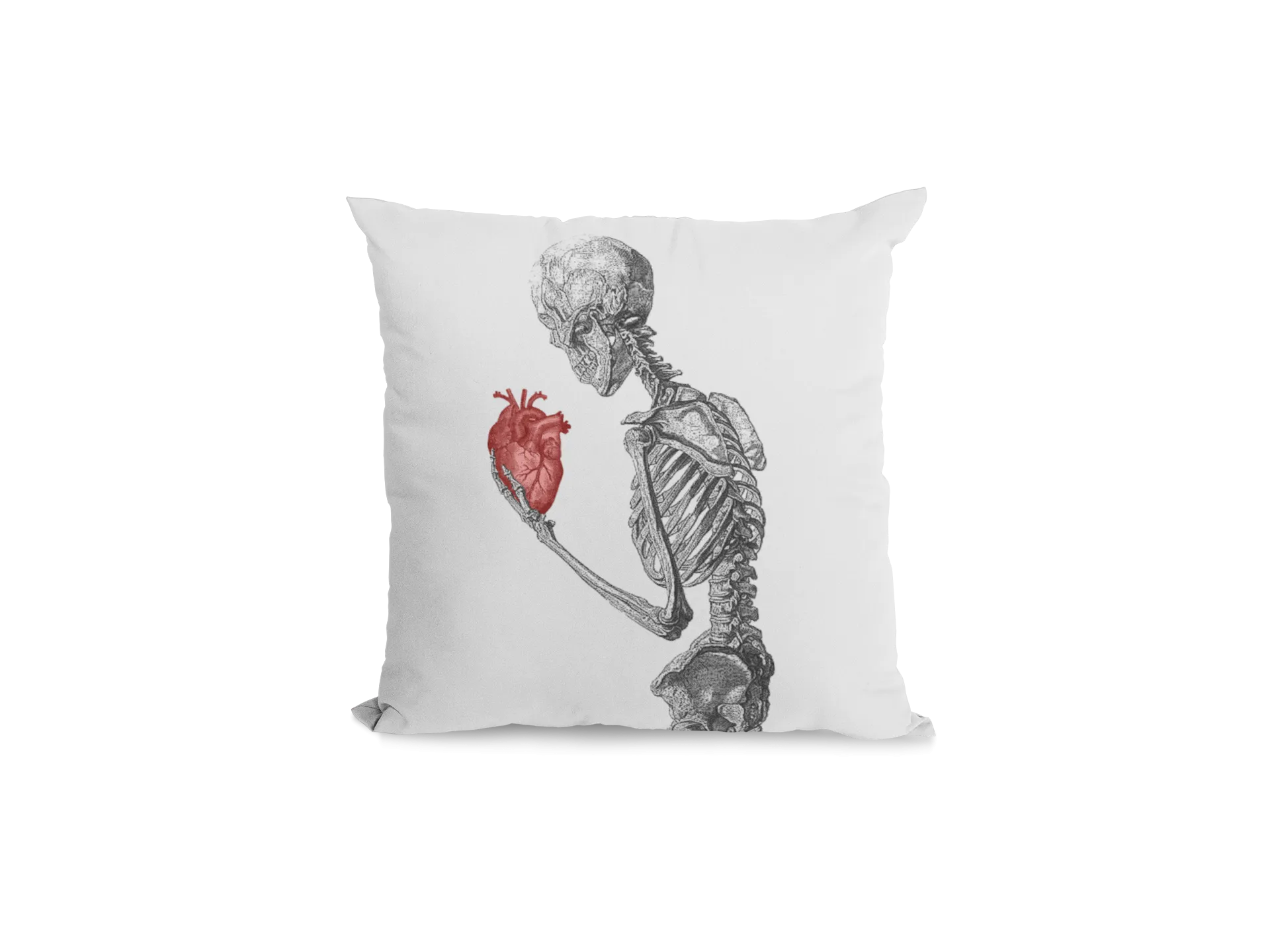 Vintage Skeleton Heart Pillow Cover