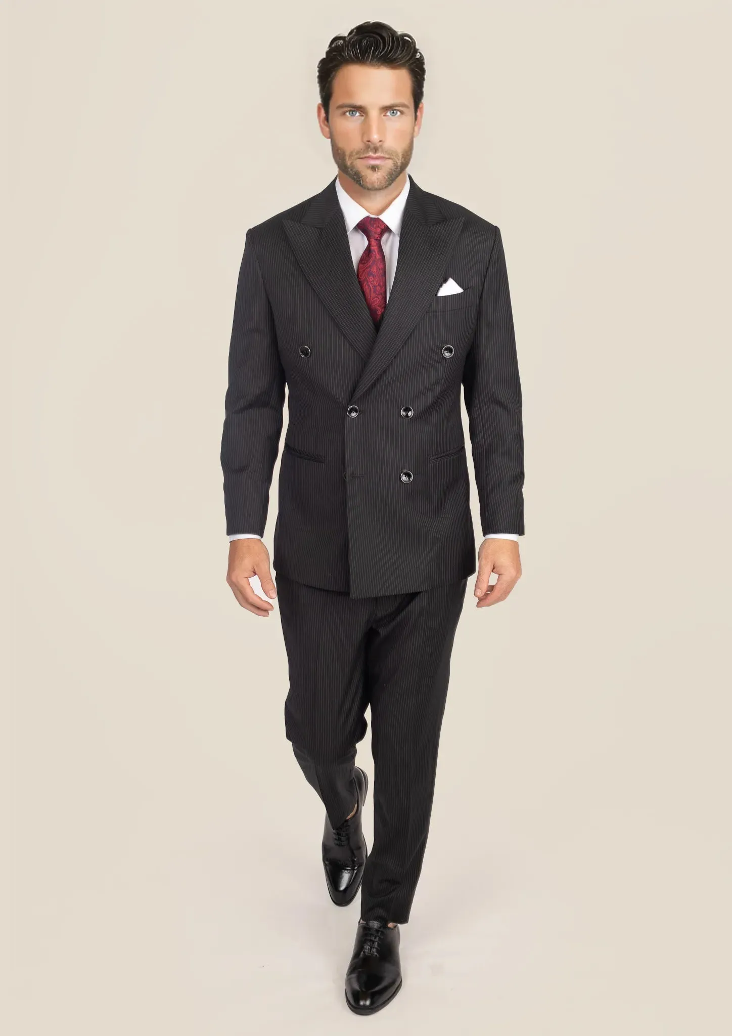 Waverly Black Pinstripe Suit