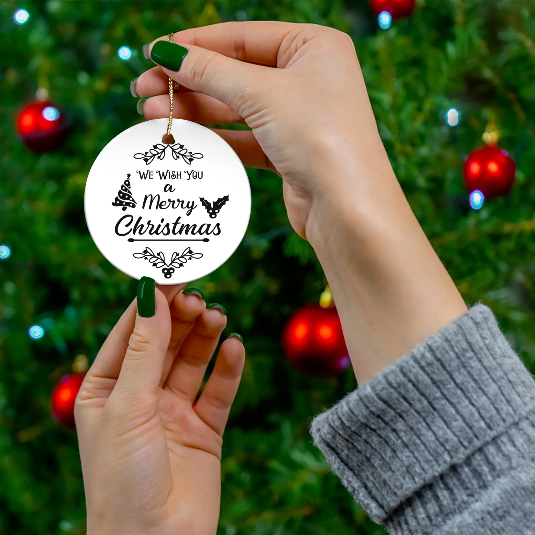 We Wish You A Merry Christmas Ceramic Disc Ornament     Item #5176234
