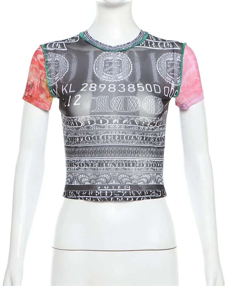 Weird Puss See Through Crop Top for Women