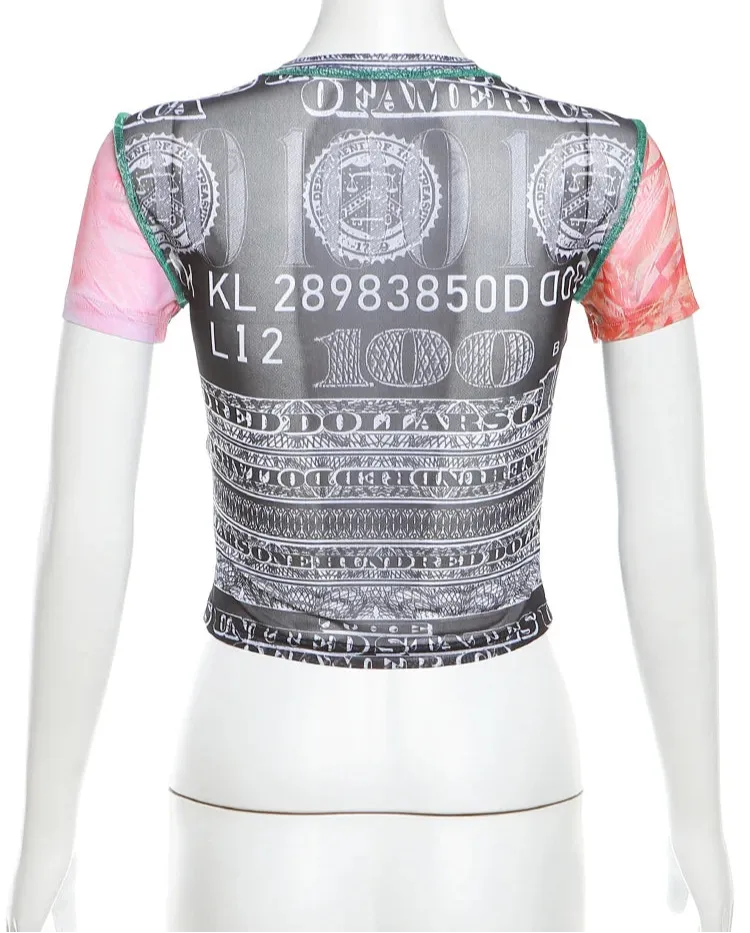 Weird Puss See Through Crop Top for Women
