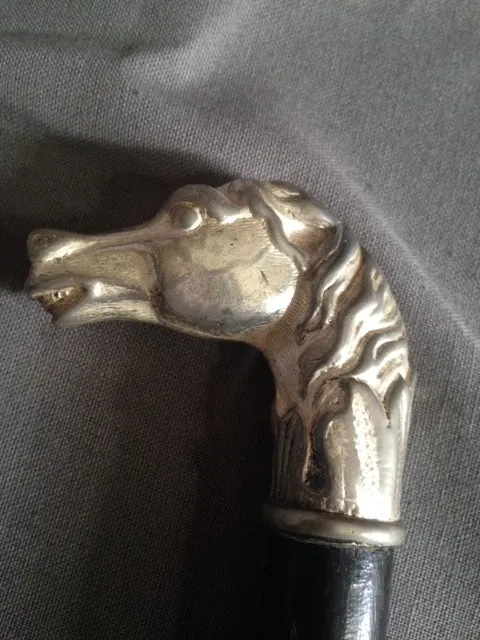 Whip Sterling Silver Horse Head Cap & WWII Swagger Stick Custom Design Known Provenance