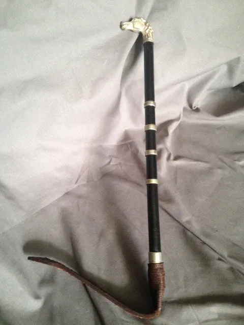 Whip Sterling Silver Horse Head Cap & WWII Swagger Stick Custom Design Known Provenance