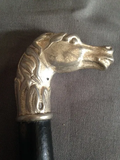 Whip Sterling Silver Horse Head Cap & WWII Swagger Stick Custom Design Known Provenance