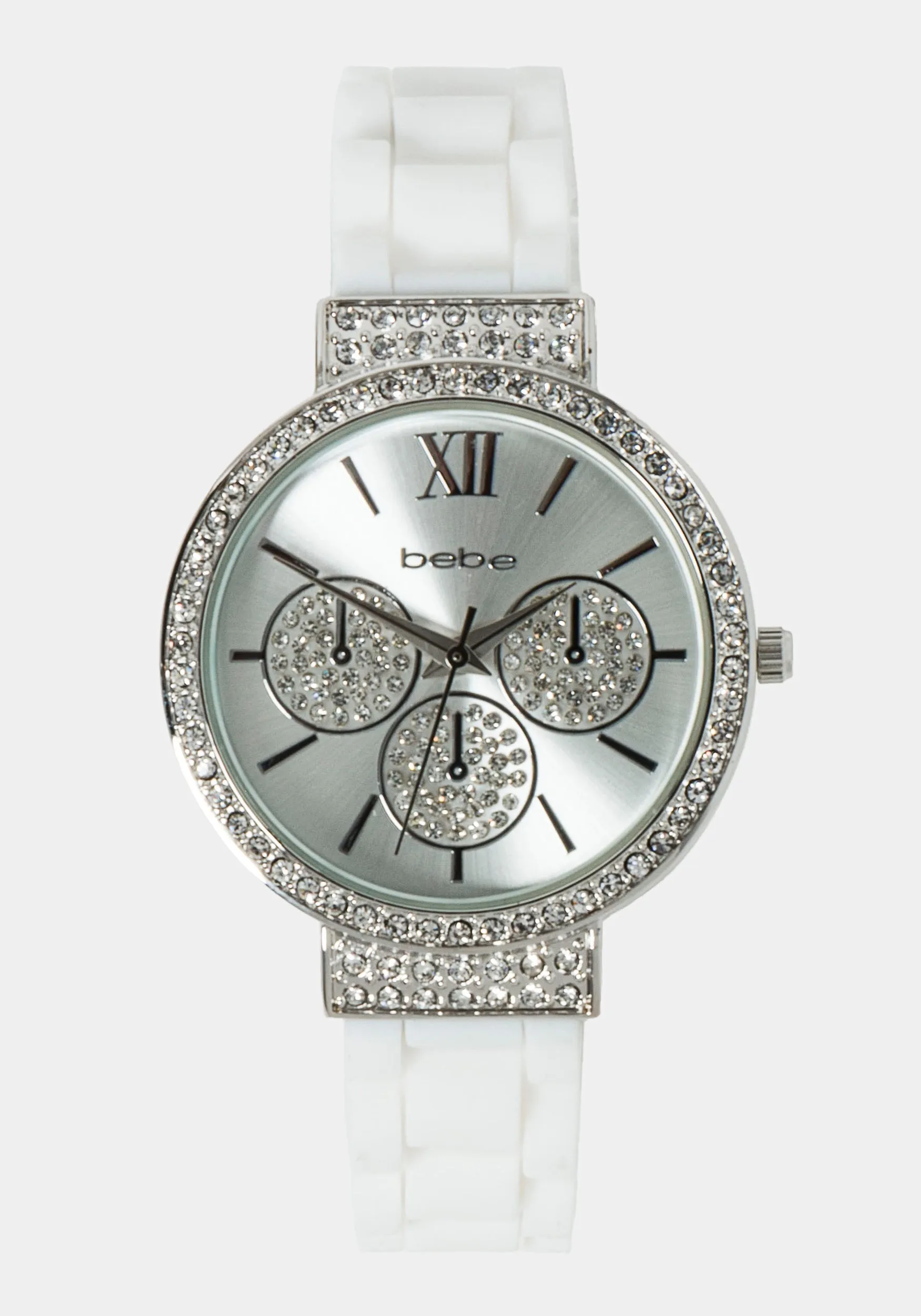 White Crystal Bezel Roman Numeral Watch