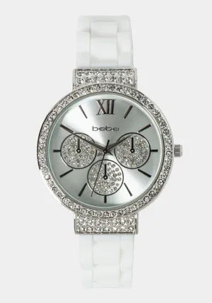 White Crystal Bezel Roman Numeral Watch