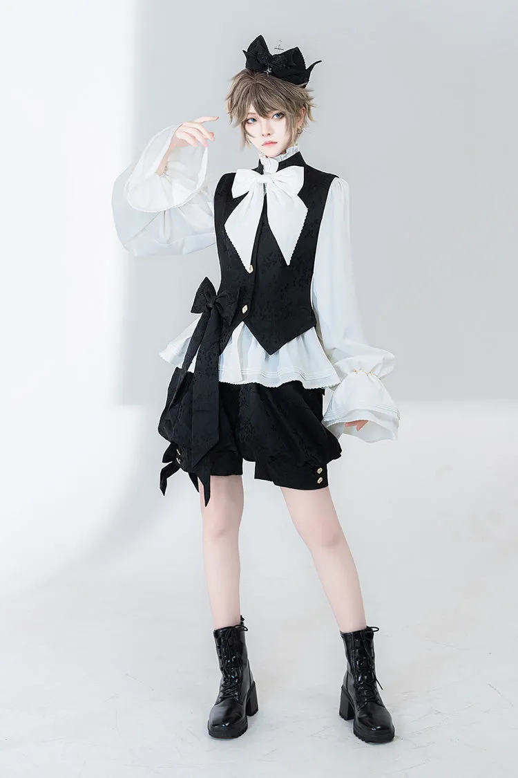 White Hunting Rabbits Long Sleeves Bowknot Gothic Vintage Ouji Fashion Lolita Blouse