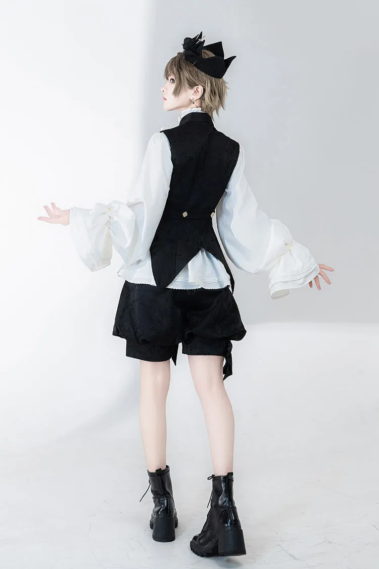 White Hunting Rabbits Long Sleeves Bowknot Gothic Vintage Ouji Fashion Lolita Blouse