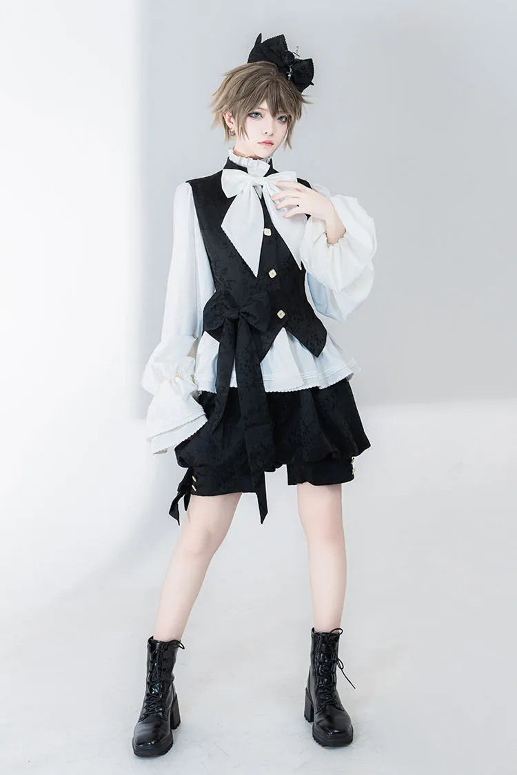 White Hunting Rabbits Long Sleeves Bowknot Gothic Vintage Ouji Fashion Lolita Blouse
