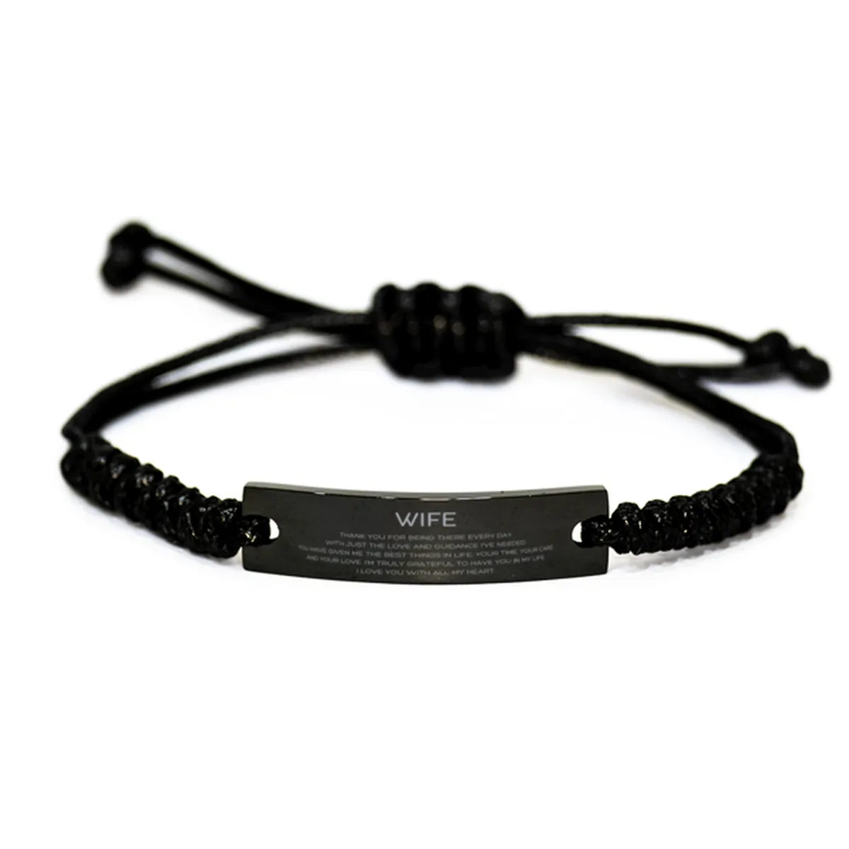 Wife Gifts, Thank you for being there every day, Thank You Gifts For Wife, Birthday Christmas Black Rope Bracelet For Wife