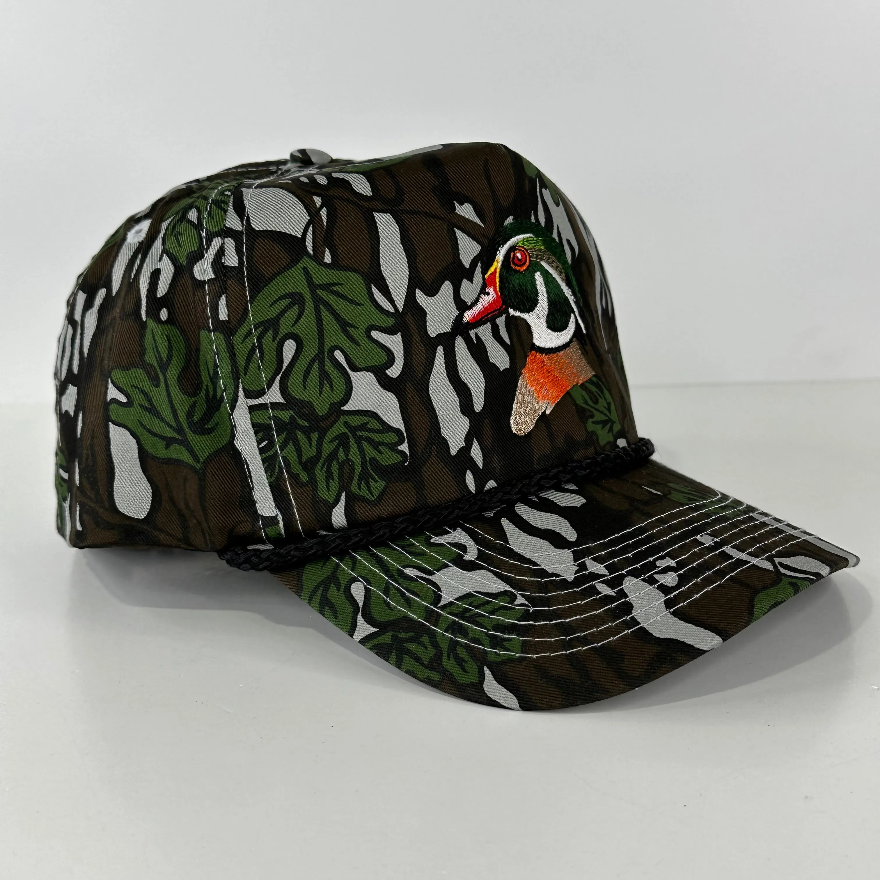 WOOD DUCK Green Leaf CAMO SNAPBACK Hunting Vintage Trucker Cap Hat Custom Embroidered