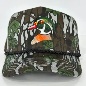 WOOD DUCK Green Leaf CAMO SNAPBACK Hunting Vintage Trucker Cap Hat Custom Embroidered