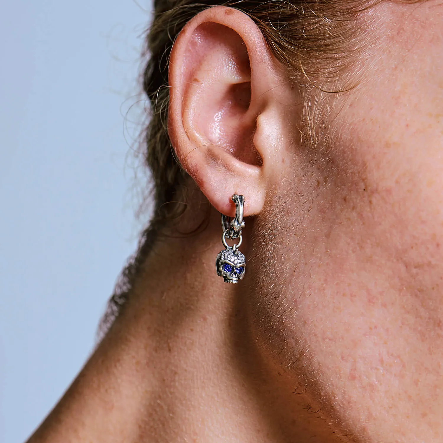 X Iced Skull Dangly Earring