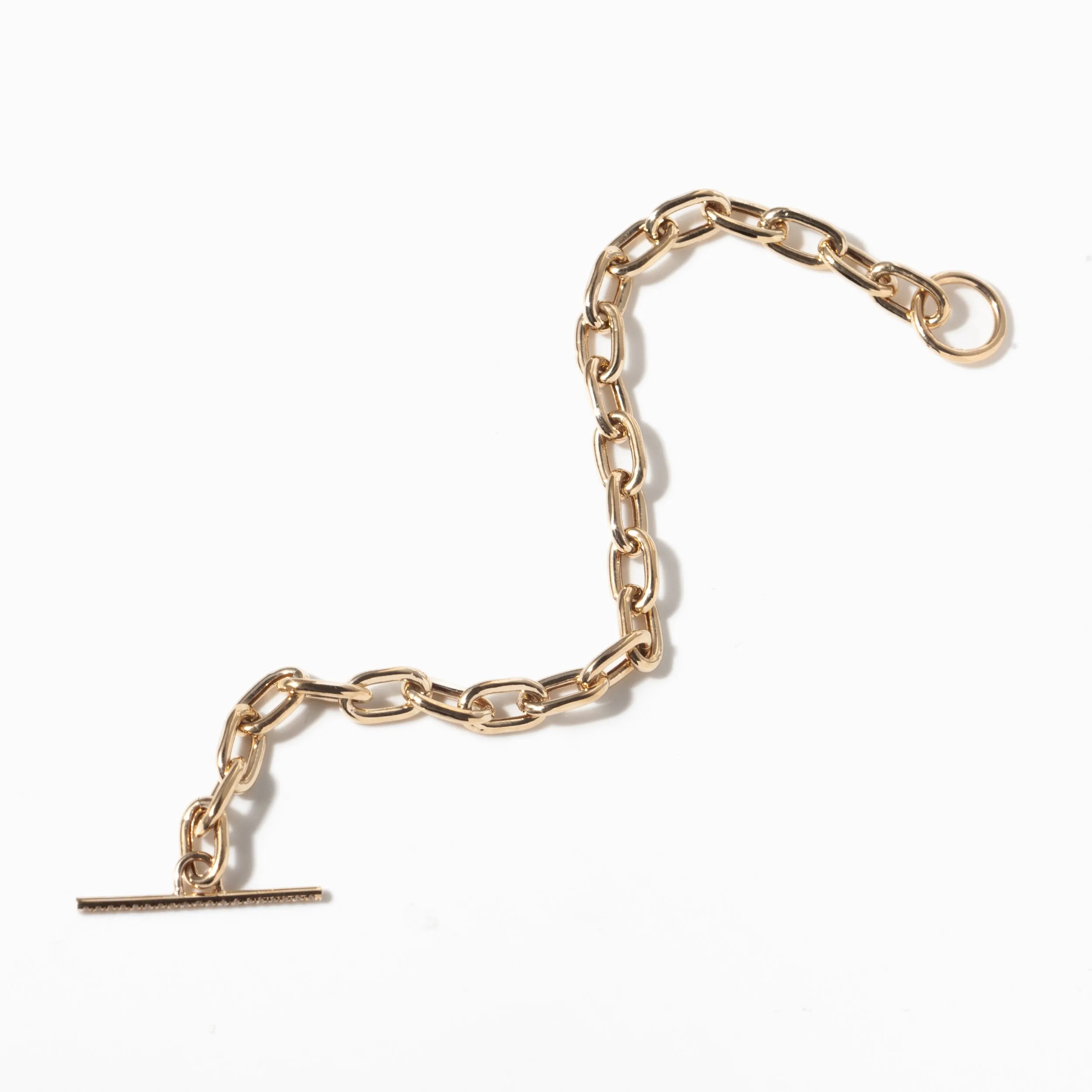 XL Square Oval Link Chain Bracelet With Pavé Diamond Toggle Clasp