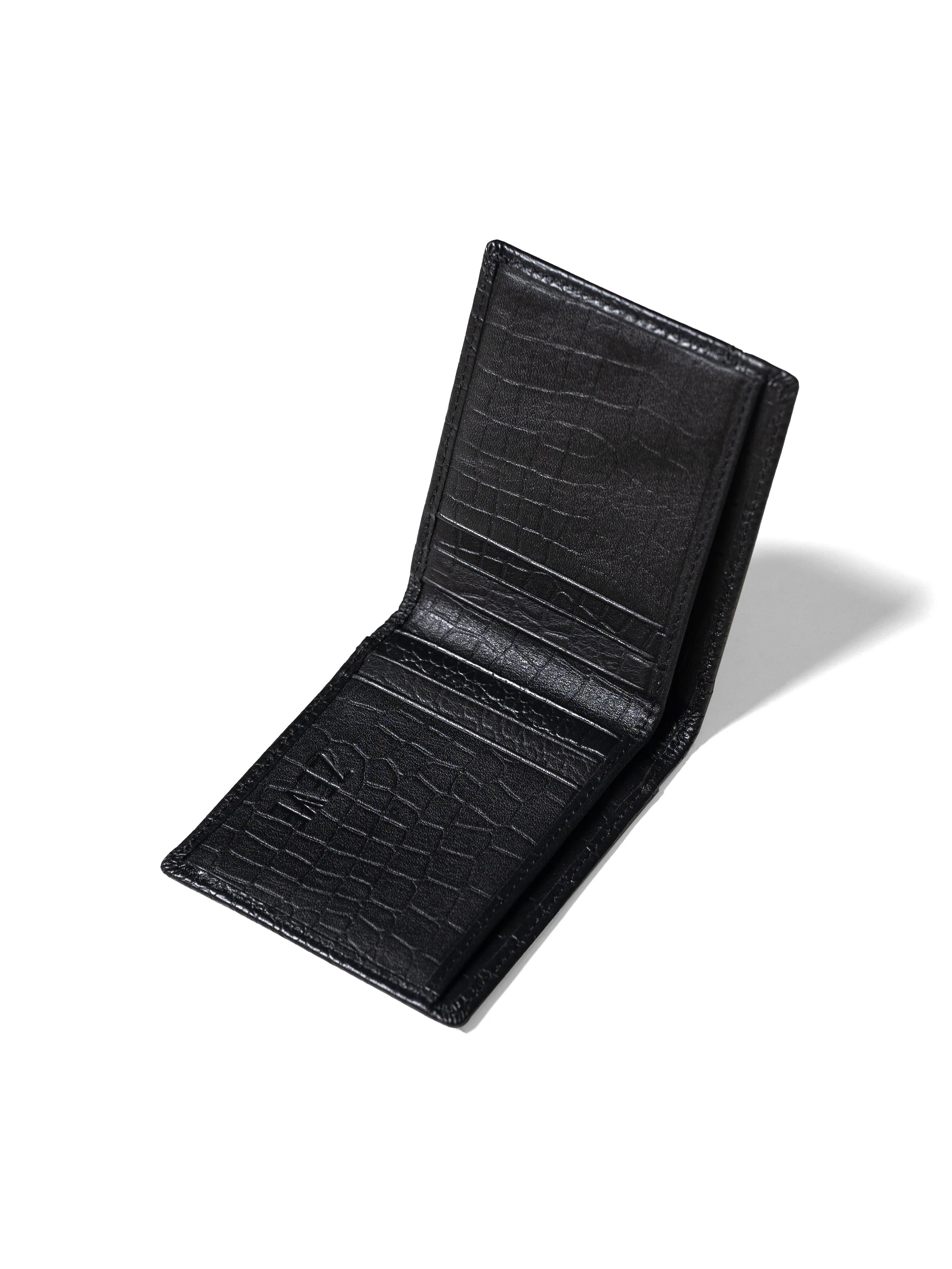 Zeve Slim Bifold Wallet - Black Croco Leather