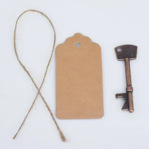 Zinc alloy Vintage Skeleton Key Bottle Opener with Escort Tag Card Wedding Decorations DIY Supplies 10pcs 102855