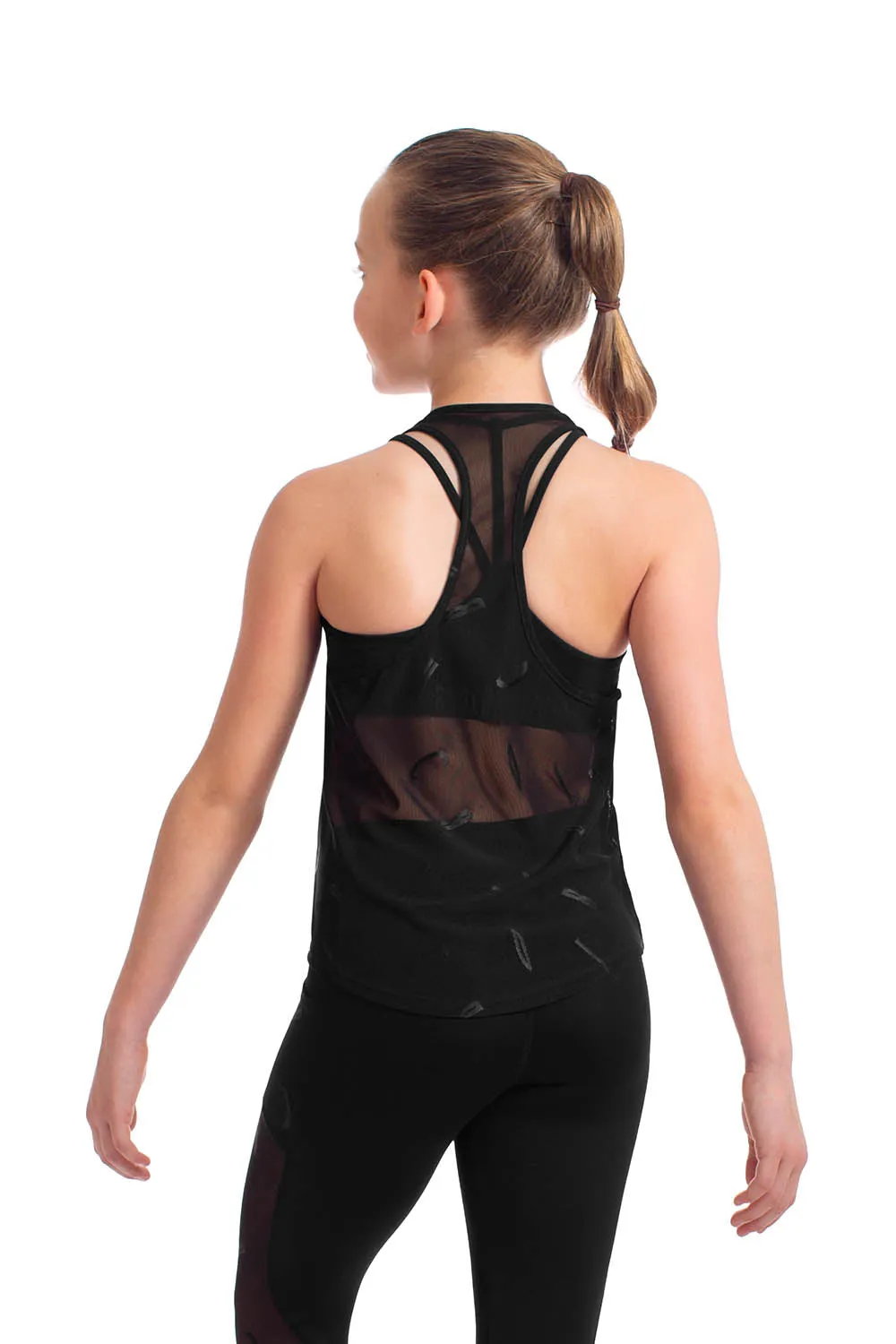 ZS55090G - Bloch Miley Branded Mesh Girls Racer Back Tank Top