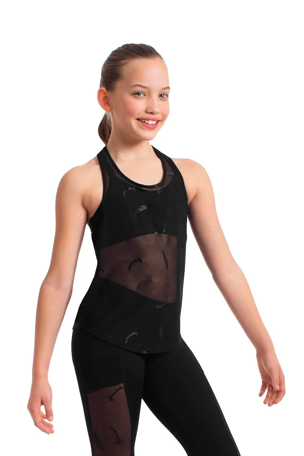 ZS55090G - Bloch Miley Branded Mesh Girls Racer Back Tank Top