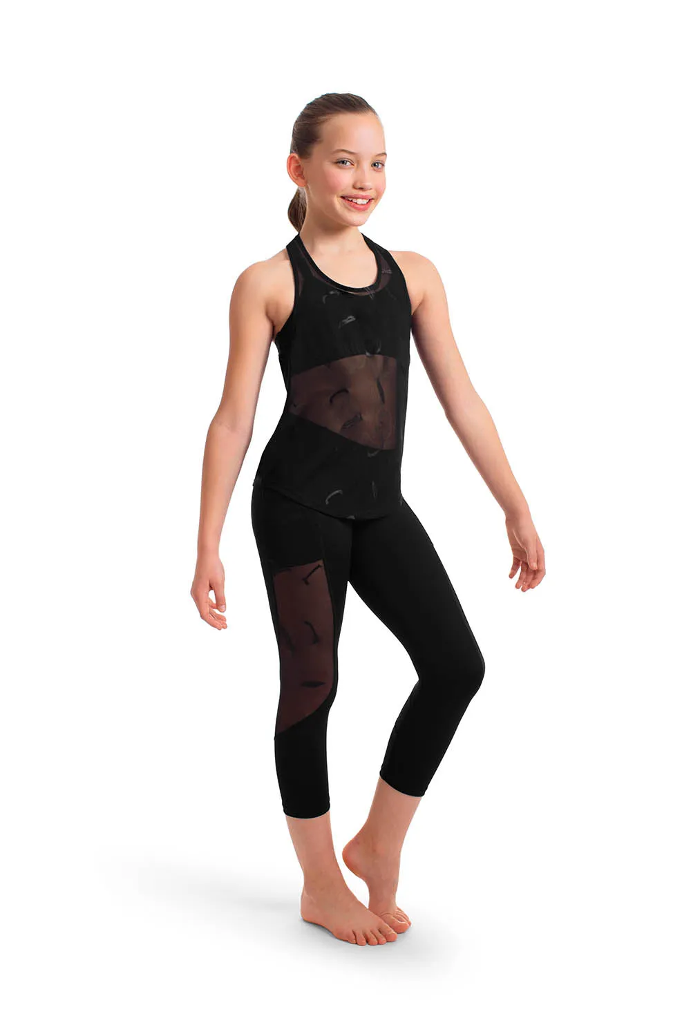 ZS55090G - Bloch Miley Branded Mesh Girls Racer Back Tank Top